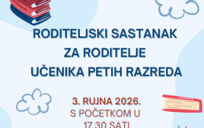Poziv na roditeljski sastanak učenika petih razreda